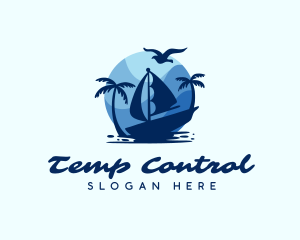 Blue Tropical Sailboat logo design