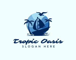 Blue Tropical Sailboat logo design