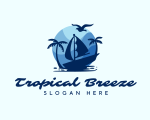 Blue Tropical Sailboat logo design