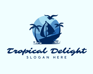 Blue Tropical Sailboat logo design