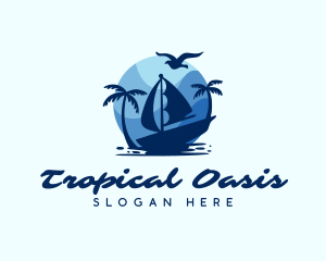 Tropical - Blue Tropical Sailboat logo design