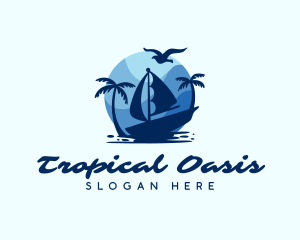 Blue Tropical Sailboat logo design