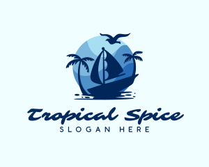 Blue Tropical Sailboat logo design