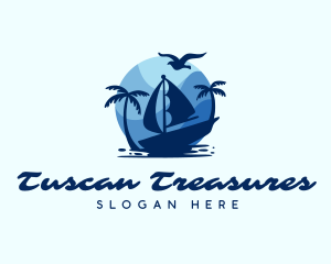 Blue Tropical Sailboat logo design