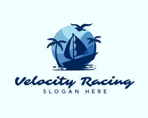 Blue Tropical Sailboat logo design