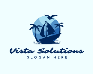 Blue Tropical Sailboat logo design