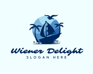 Blue Tropical Sailboat logo design