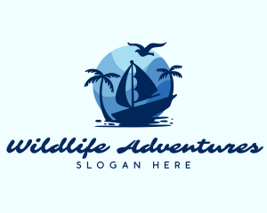 Blue Tropical Sailboat logo design