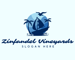 Blue Tropical Sailboat logo design