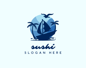 Blue Tropical Sailboat logo design