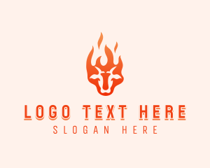 Bull - Flaming Beef Barbecue logo design