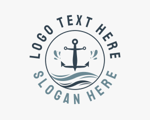 House Boat - Anchor Marine Wave logo design