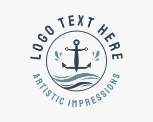 Anchor Marine Wave logo design