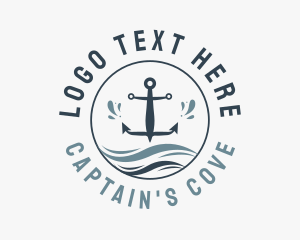 Captain - Anchor Marine Wave logo design