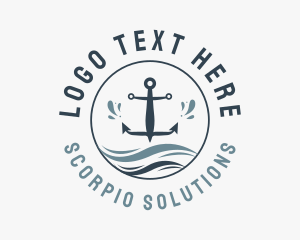 Anchor Marine Wave logo design