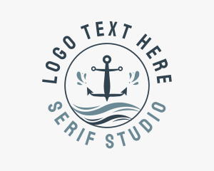 Anchor Marine Wave logo design