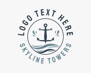 Anchor Marine Wave logo design