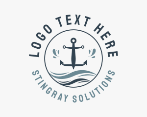 Anchor Marine Wave logo design