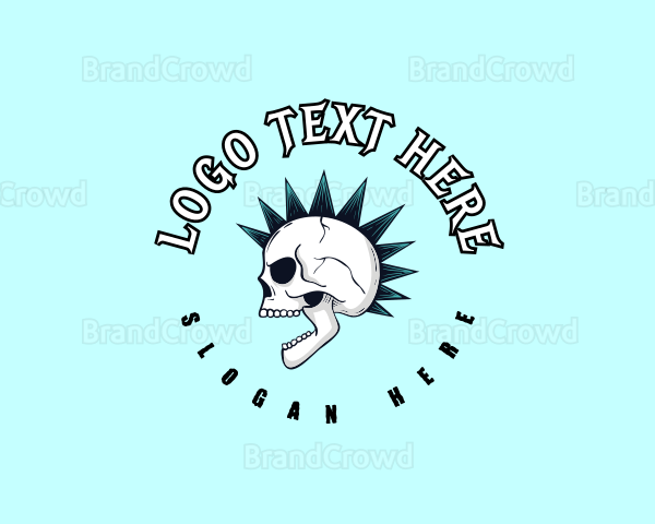 Mohawk Skull Rockstar Logo