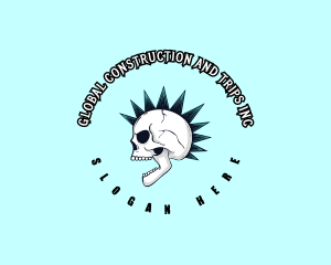 Halloween - Mohawk Skull Rockstar logo design
