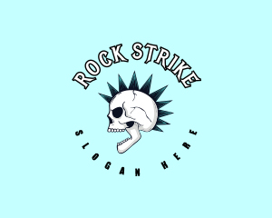 Mohawk Rock Skull  logo design