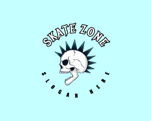 Skate - Mohawk Rock Skull logo design