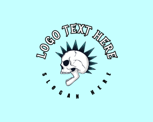 Record Label - Mohawk Skull Rockstar logo design
