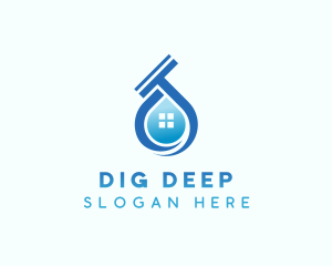 Cleaning Squeegee Droplet logo design