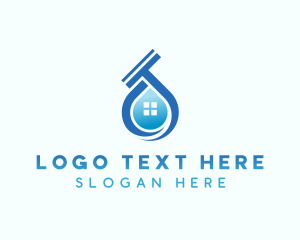 Deep Clean - Cleaning Squeegee Droplet logo design