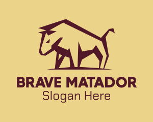 Bullfighter - Maroon Wild Bull logo design