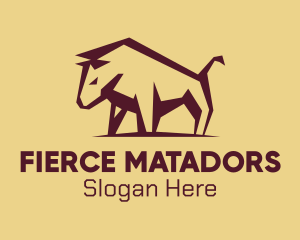 Bullfighting - Maroon Wild Bull logo design