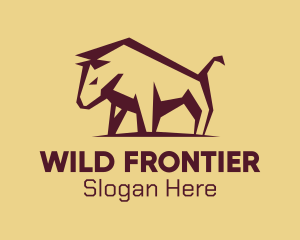 Maroon Wild Bull logo design