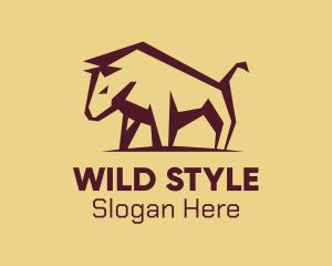 Maroon Wild Bull logo design