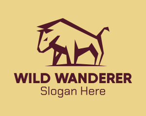 Maroon Wild Bull logo design