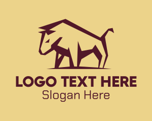 Bullfighting - Maroon Wild Bull logo design