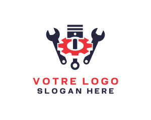 Repair - Piston Wrench Gear logo design