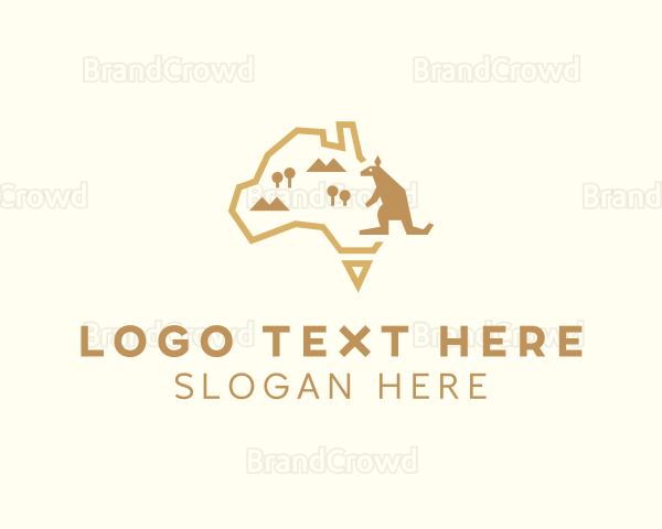 Australia Kangaroo Map Logo