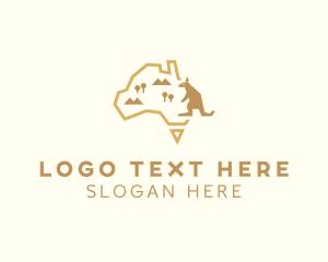 Country - Australia Kangaroo Map logo design
