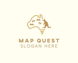 Australia Kangaroo Map logo design