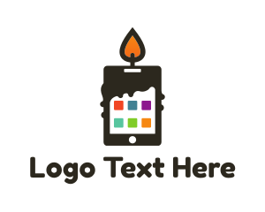 Telecommunication - Candle Flame App Device logo design
