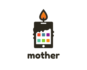 Candle Flame App Device logo design