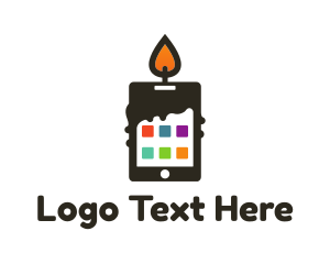 Cell Phone - Candle Flame App Device logo design