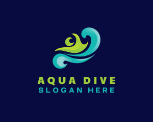 Swimming Sport Wave logo design