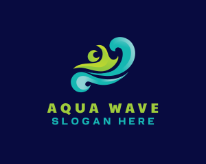 Swimming Sport Wave logo design