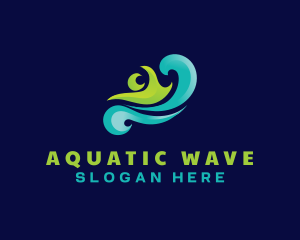 Swimmer - Swimming Sport Wave logo design