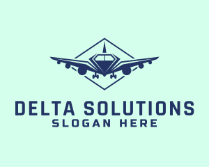 Delta - Flying Diamond Airplane logo design