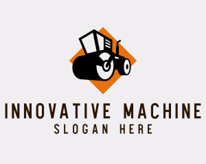 Machine - Steamroller Construction Machine logo design