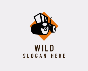 Construction - Steamroller Construction Machine logo design