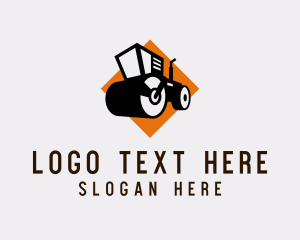 Construction - Steamroller Construction Machine logo design
