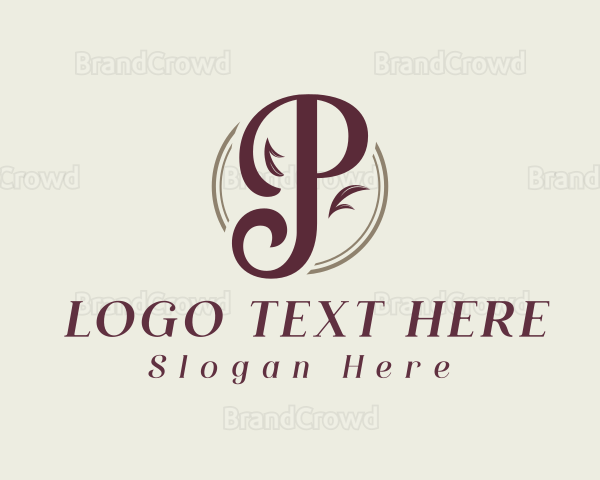 Letter P Elegant Leaf Logo